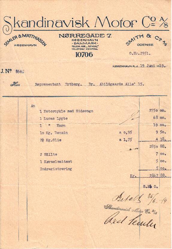 Salgsfaktura fra Semler